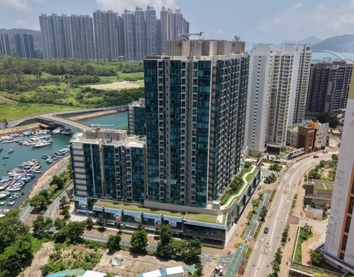 Savannah Place towers and retail podium beside the marina
